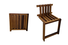 Katlanır Duvar Taburesi - Doğal Masif Ahşap