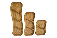 Tuna Asimetrik Sunum Takımı - Doğal Masif Ahşap