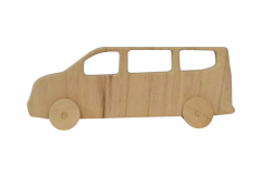 Minivan 01 Oyuncak Araç - Doğal Masif Ahşap