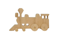 Tren Lokomotifi 01 Oyuncak Araç - Doğal Masif Ahşap